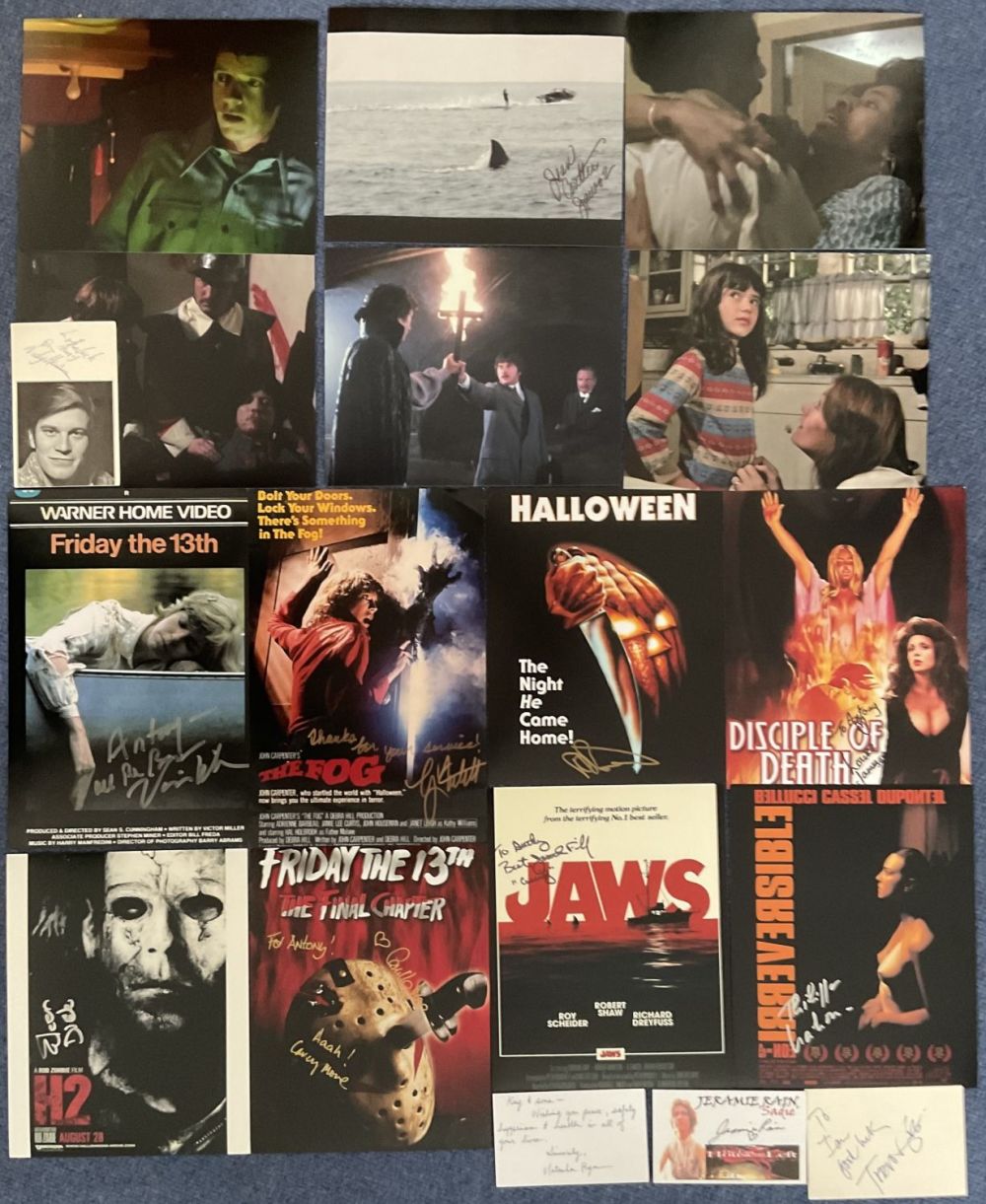 Lot 160: Horror Films Autograph Collection of 15 Signatories on...