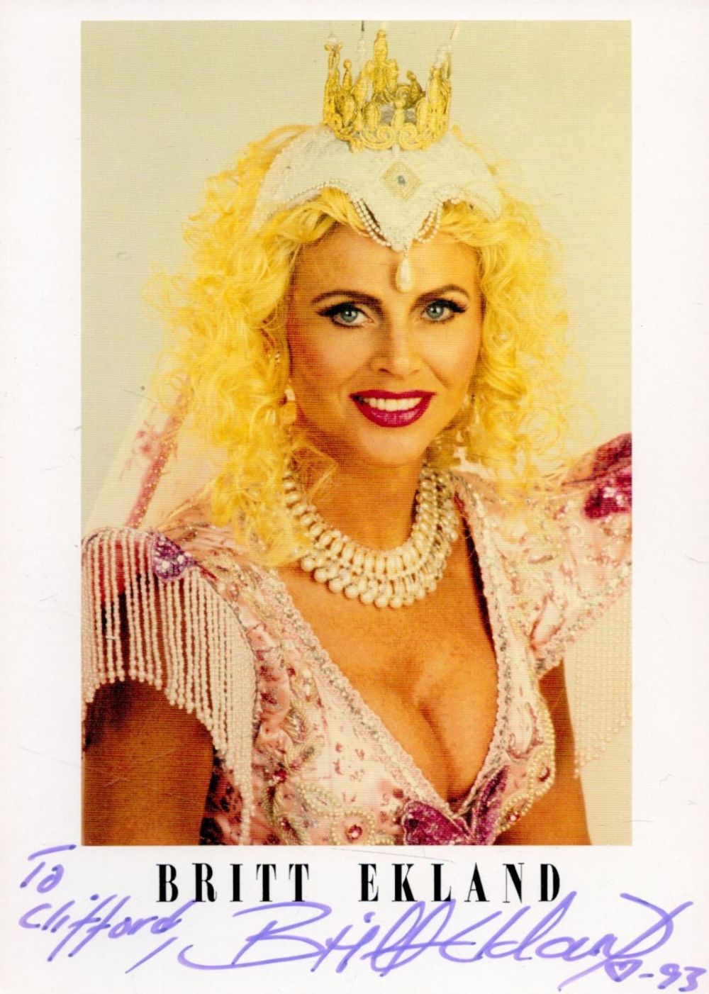 Lot 168: Britt Ekland Signed 7x5 inch Colour Personalised Promo...