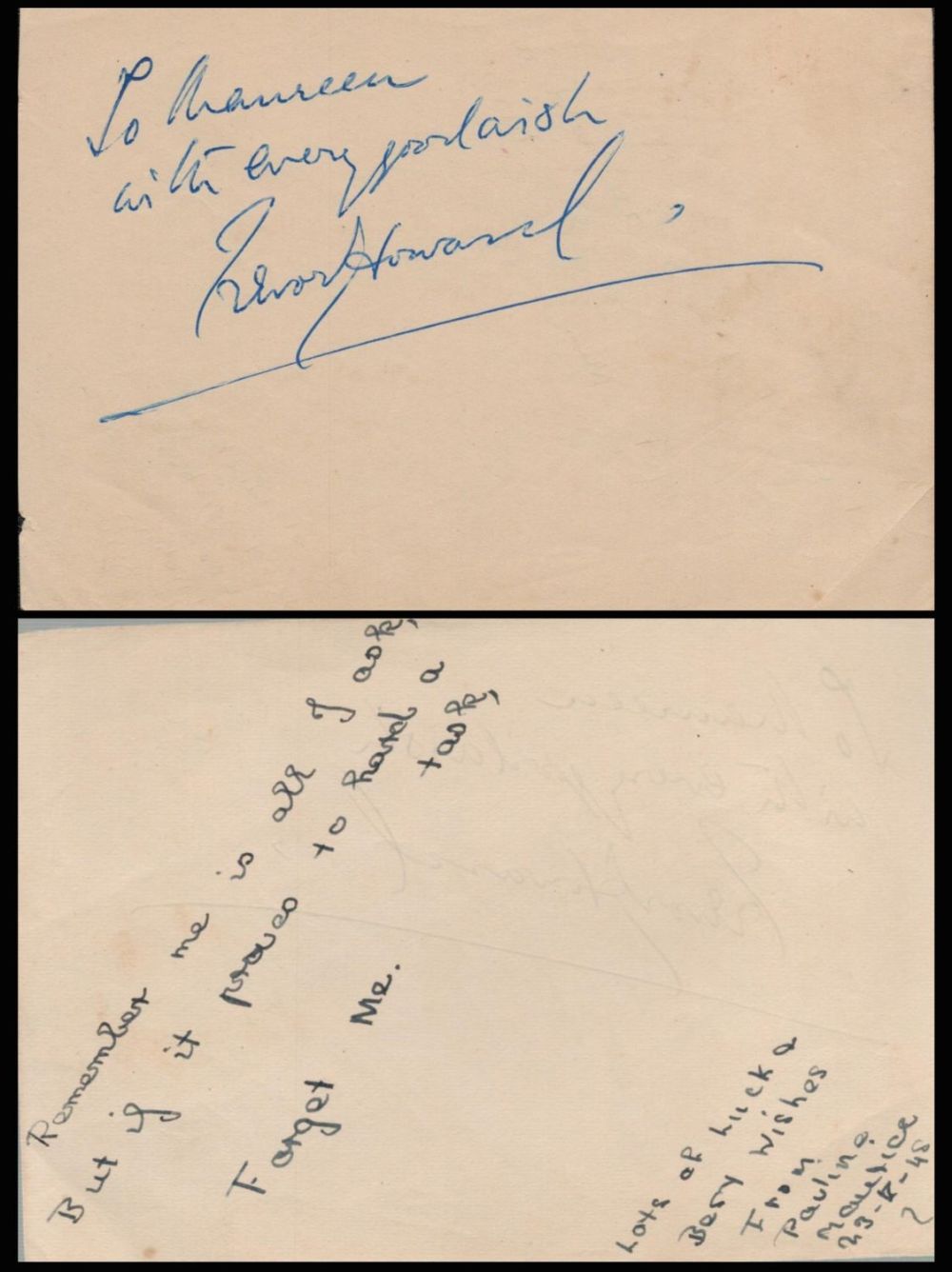 Lot 195: Trevor Howard Signed 5 x 3 inch approx...