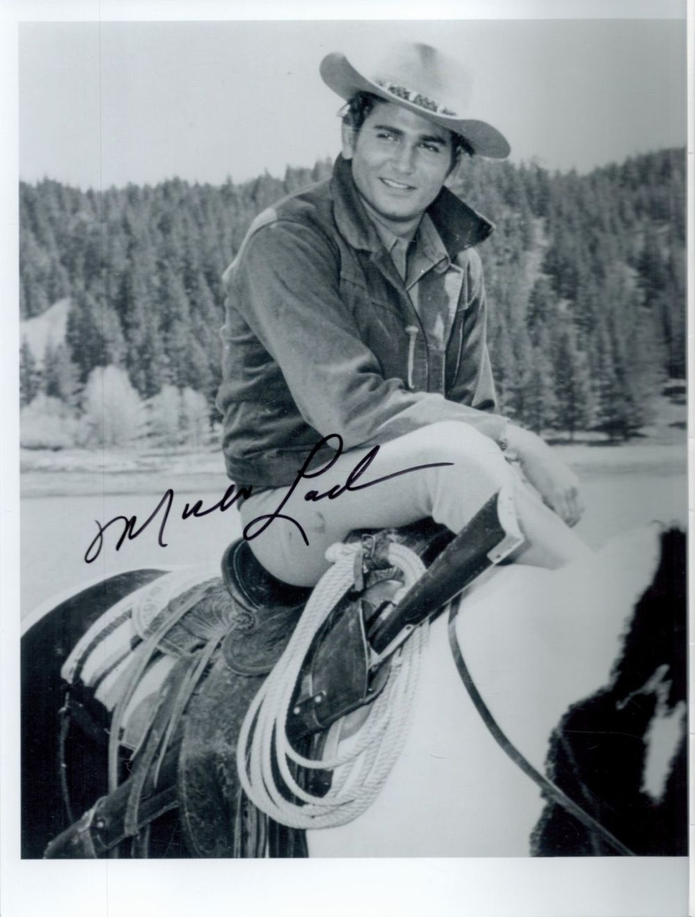 Lot 234: Michael Landon Signed 12 x 8 inch Black...
