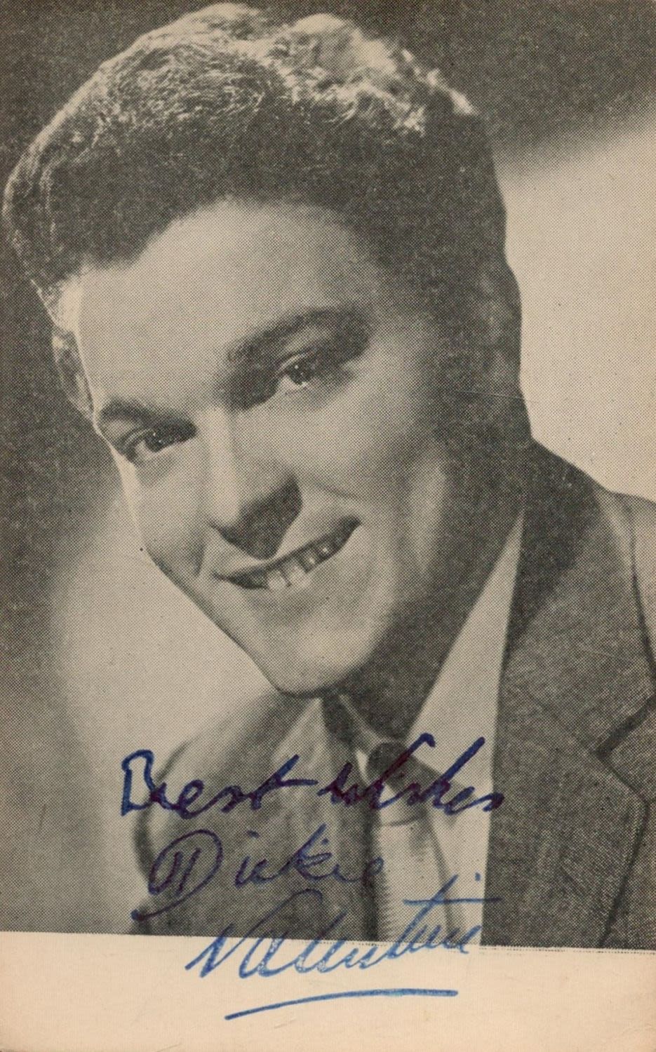 Lot 239: Dickie Valentine Signed 5. 5 x 3. 5...