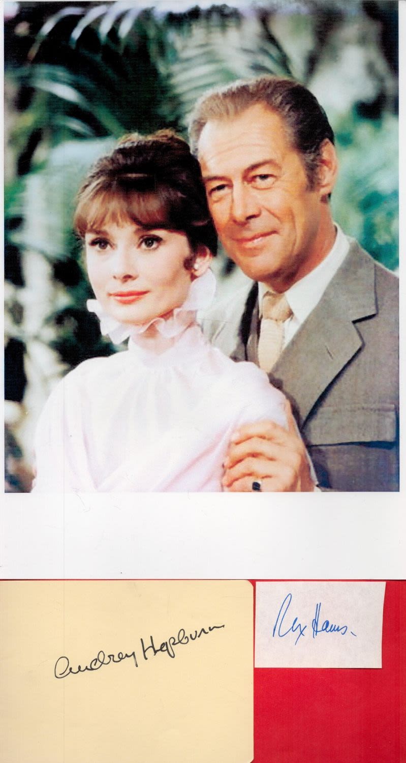 Lot 242: Audrey Hepburn and Rex Harrison Signed Separate Signature...