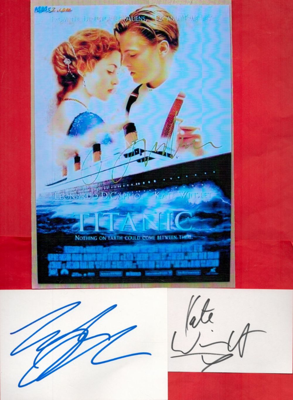 Lot 246: Leonardo DiCaprio and Kate Winslet Signed White Signature...