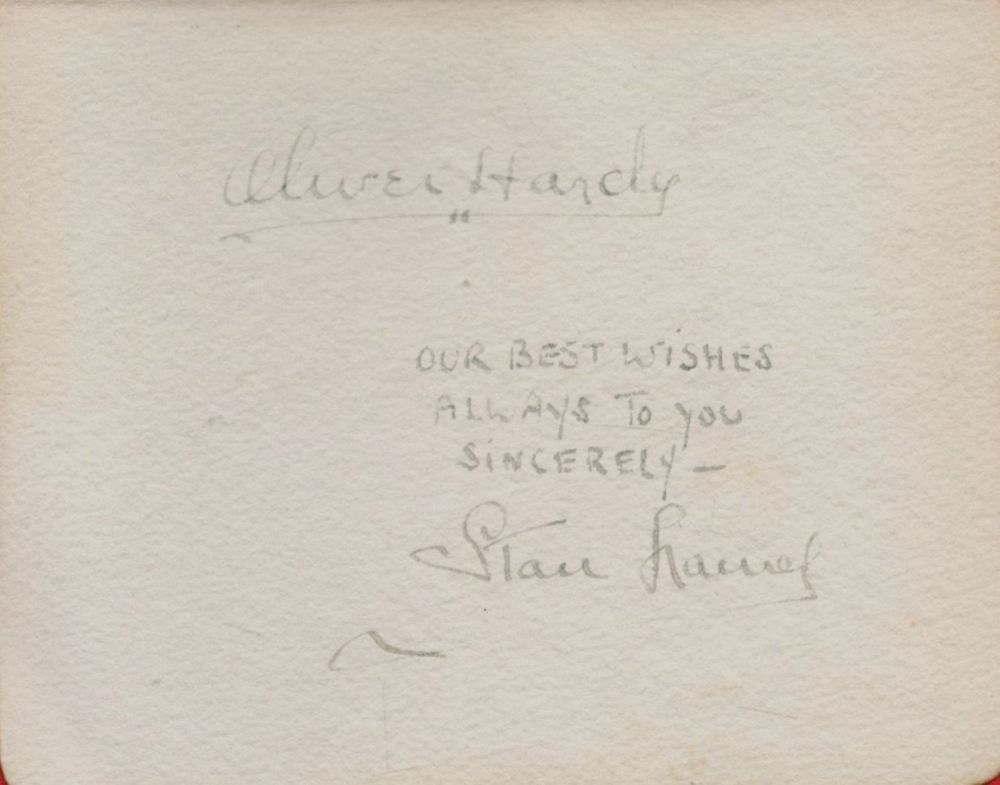 Lot 256: Stan Laurel and Oliver Hardy Signed 5 x...