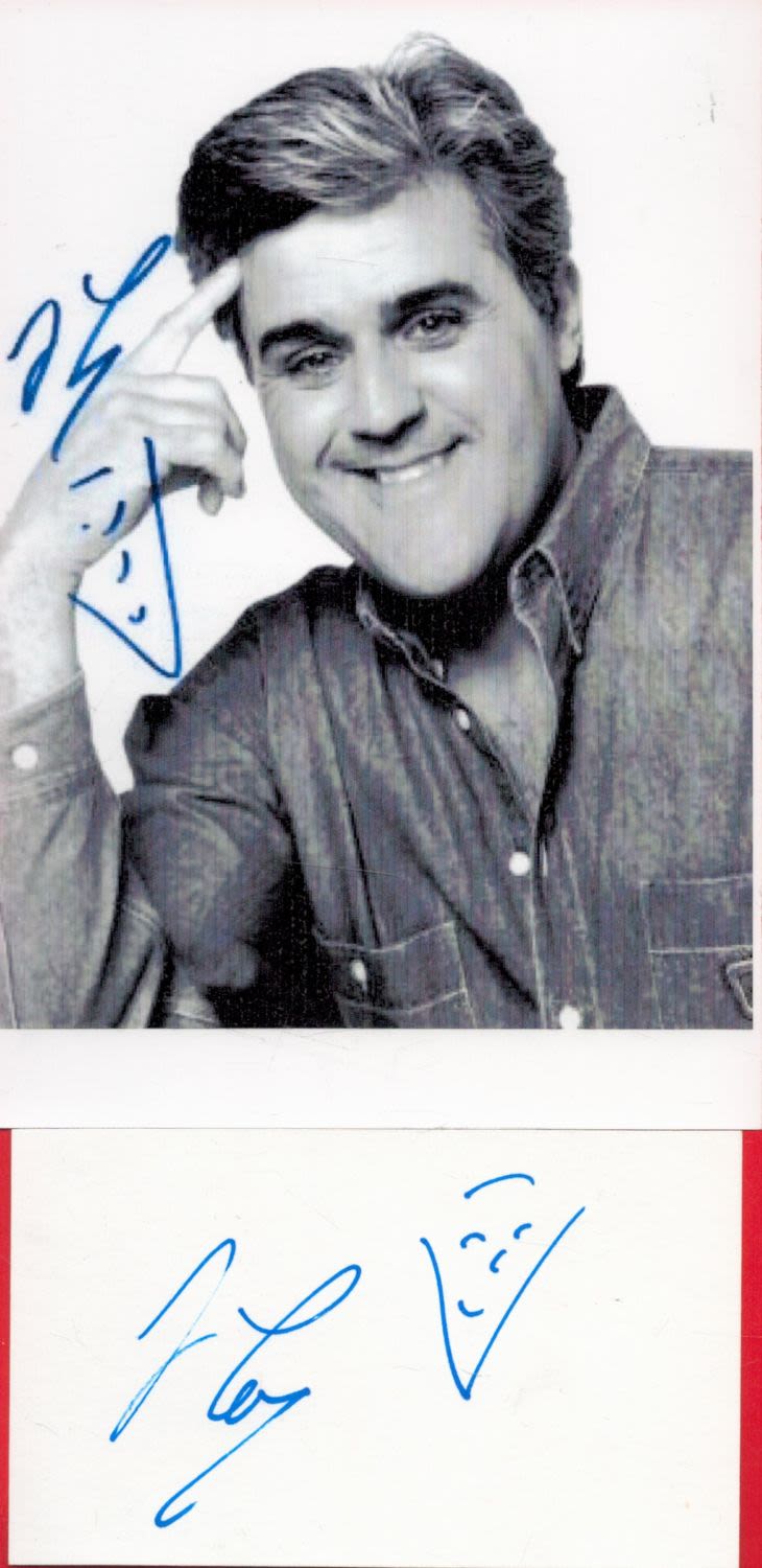 Lot 267: Jay Leno Signed 5 x 3 inch White...