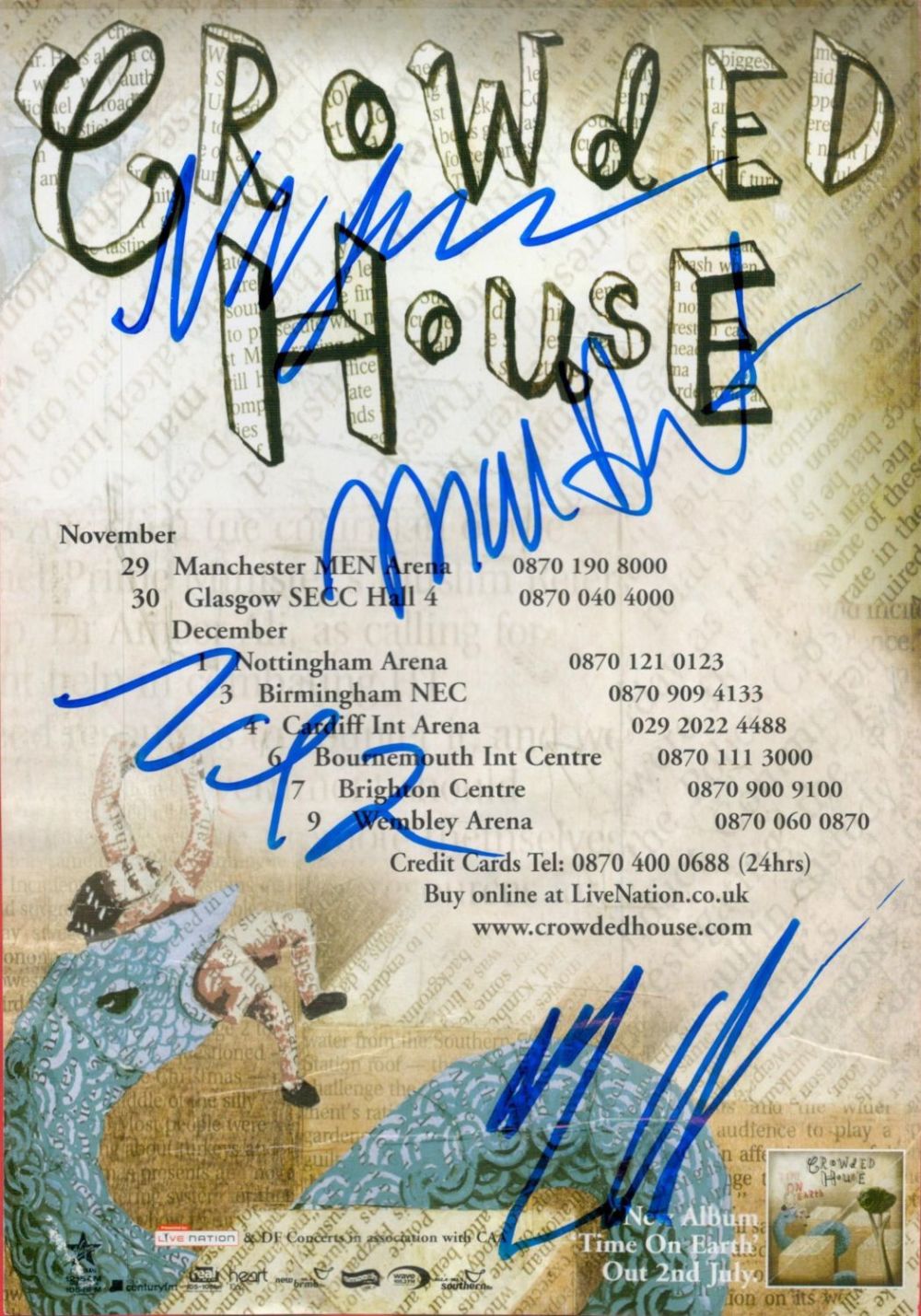 Lot 275: Music. The Crowded House Australian Band Multi Signed...