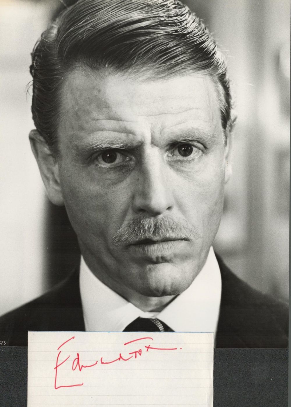 Lot 443: English Actor Edward Fox Signed Signature Card With...