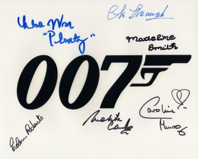007 James Bond multi signed 8x10 photo signed by SIX actors who starred in a Bond movie in Lana