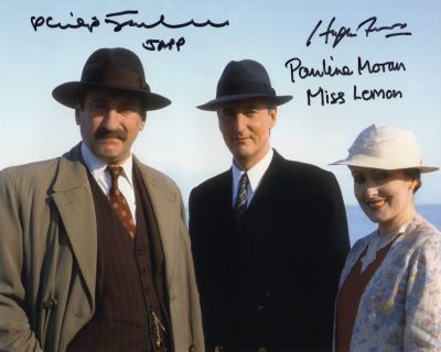 Poirot - TV detective drama series 8x10 photo signed by all three main cast members, Hugh