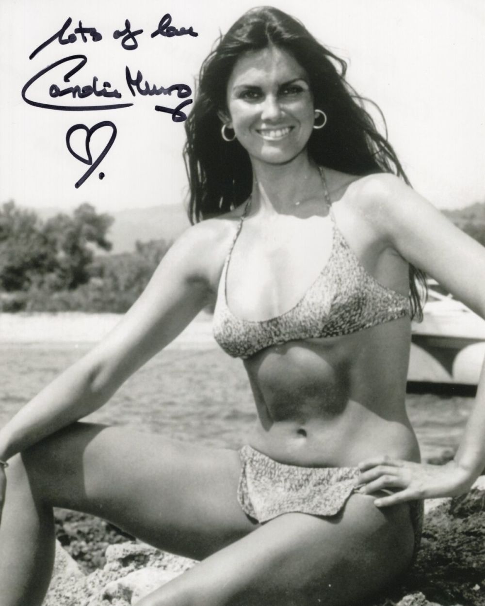 Lot 666: Caroline Munro signed sexy bikini 8x10 photo. Good...