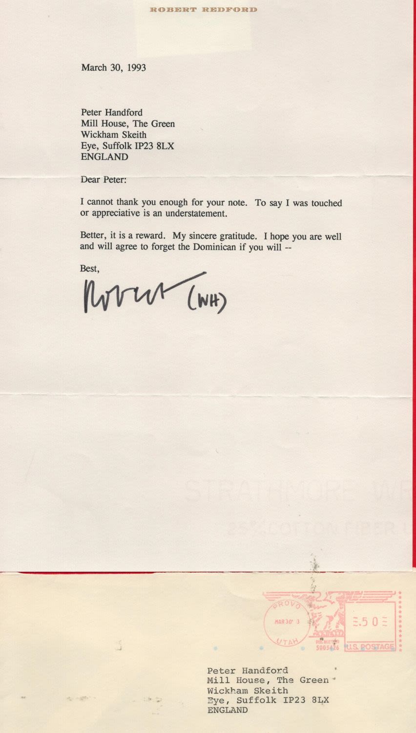 Lot 96: Robert Redford TLS dated 30/3/93 on his headed...