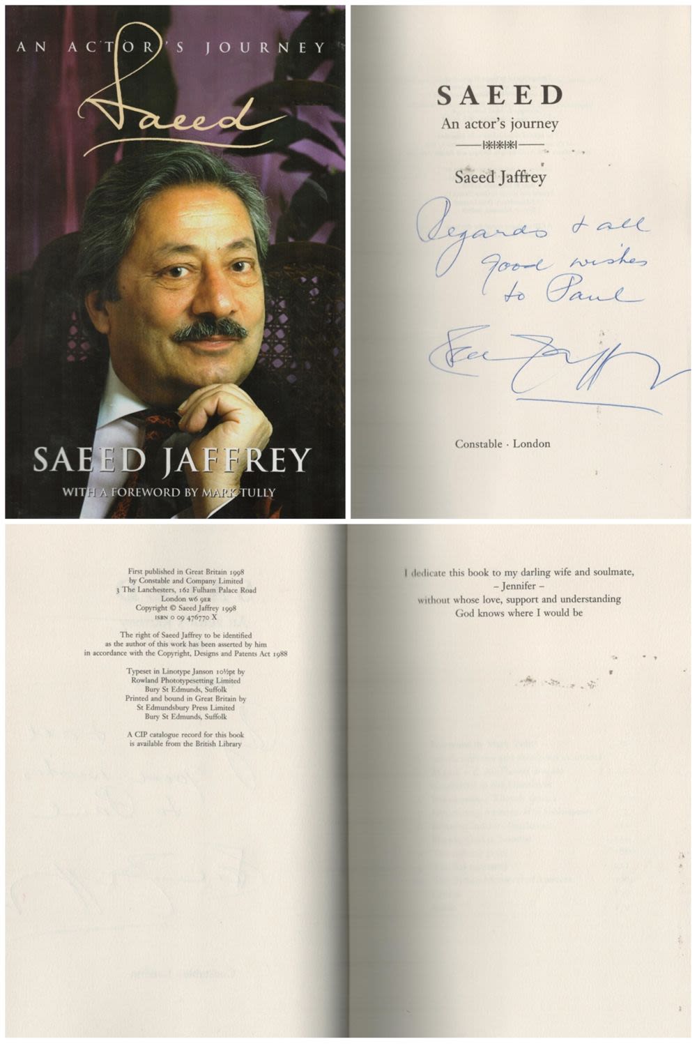 Lot 155: Saeed Jaffrey signed An Actor's Journey (autobiography) hardback...