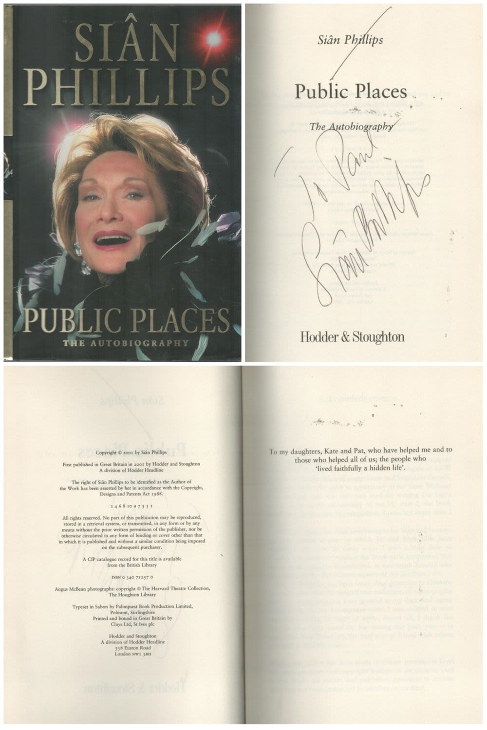 Lot 157: Sian Phillips signed Public Places (autobiography) hardback bookAll...
