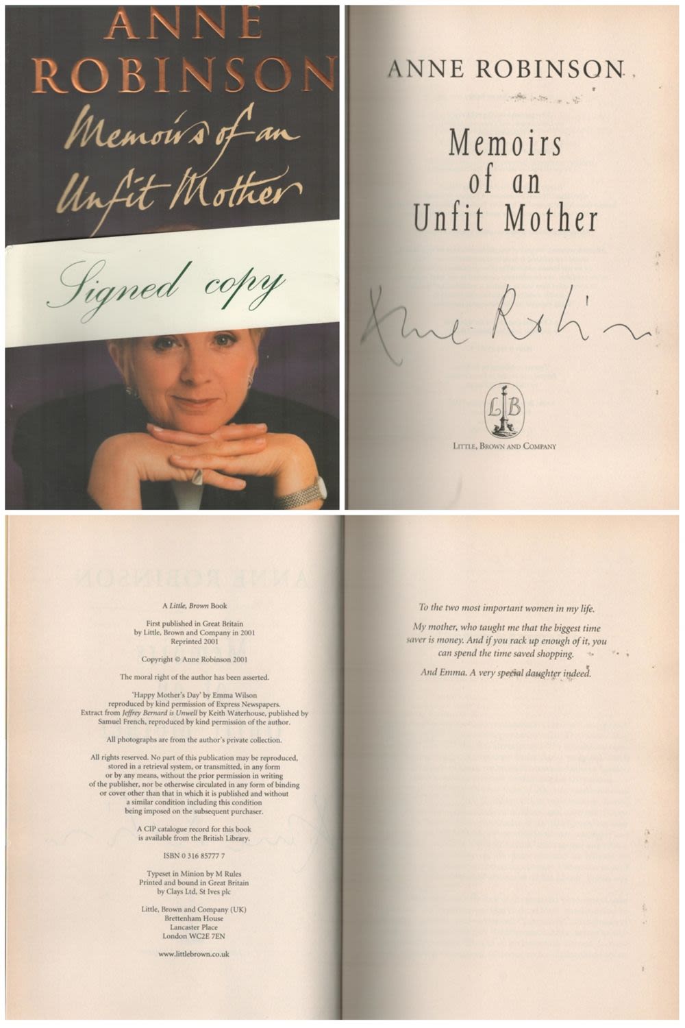 Lot 159: Anne Robinson signed Memoirs of an Unfit Mother...
