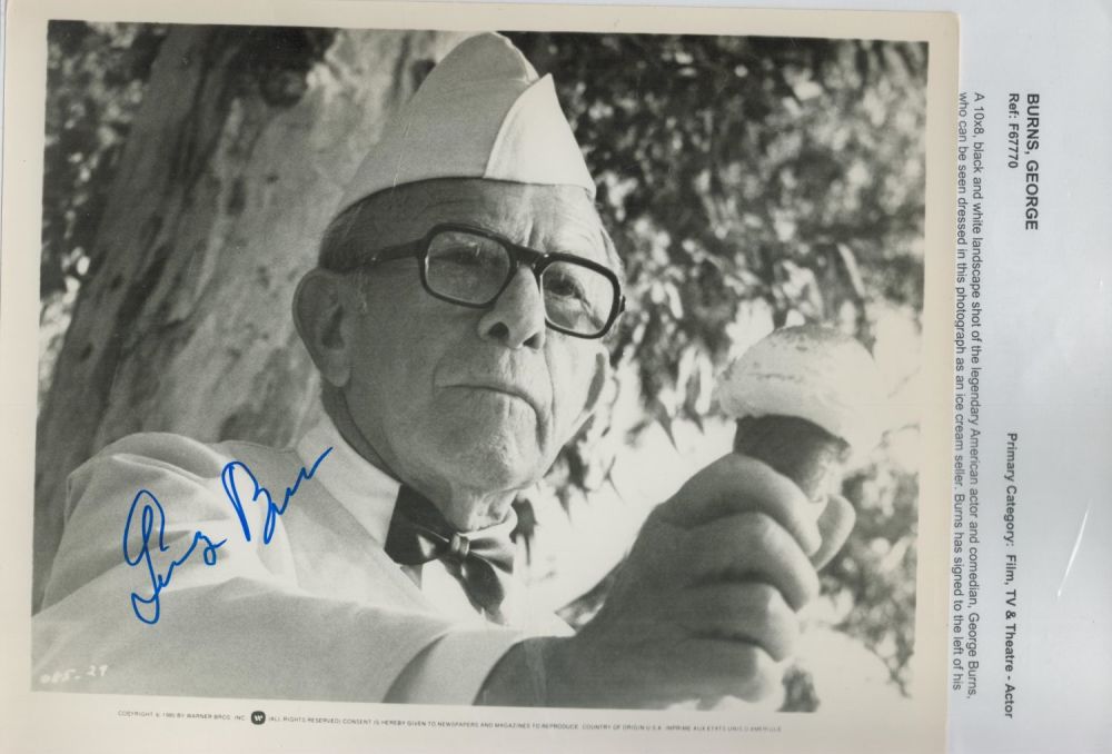 Lot 53: George Burns signed 10x8 inches black and white...