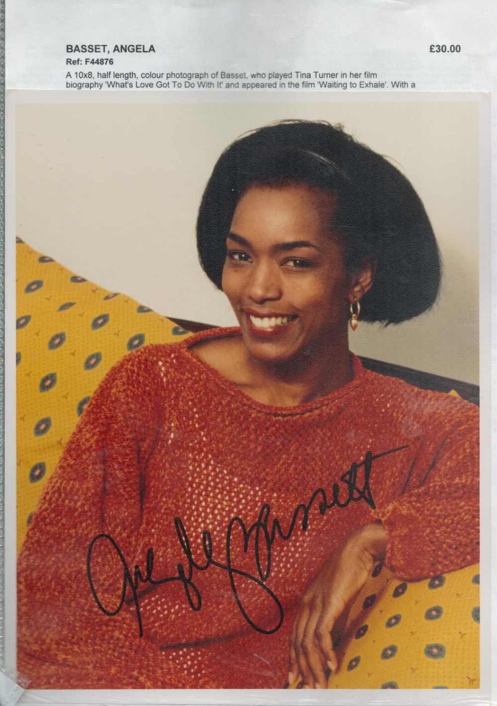 Lot 54: Angela Bassett signed 10x8 inches colour photo signed...
