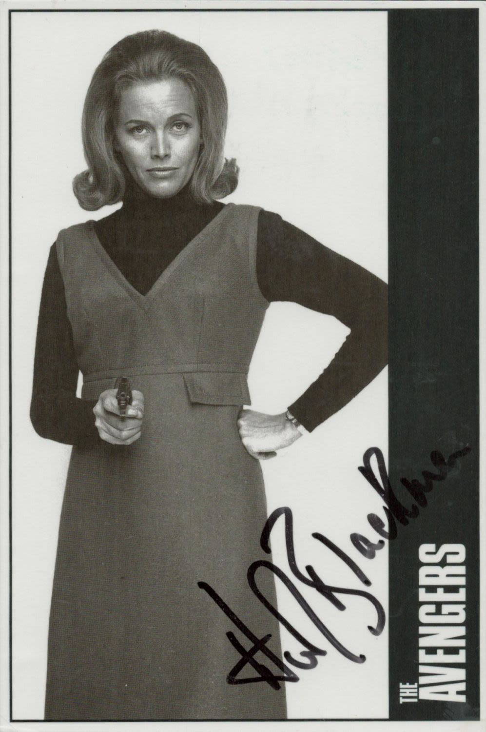 Lot 62: Honor Blackman signed 6x4 inches The Avengers black...