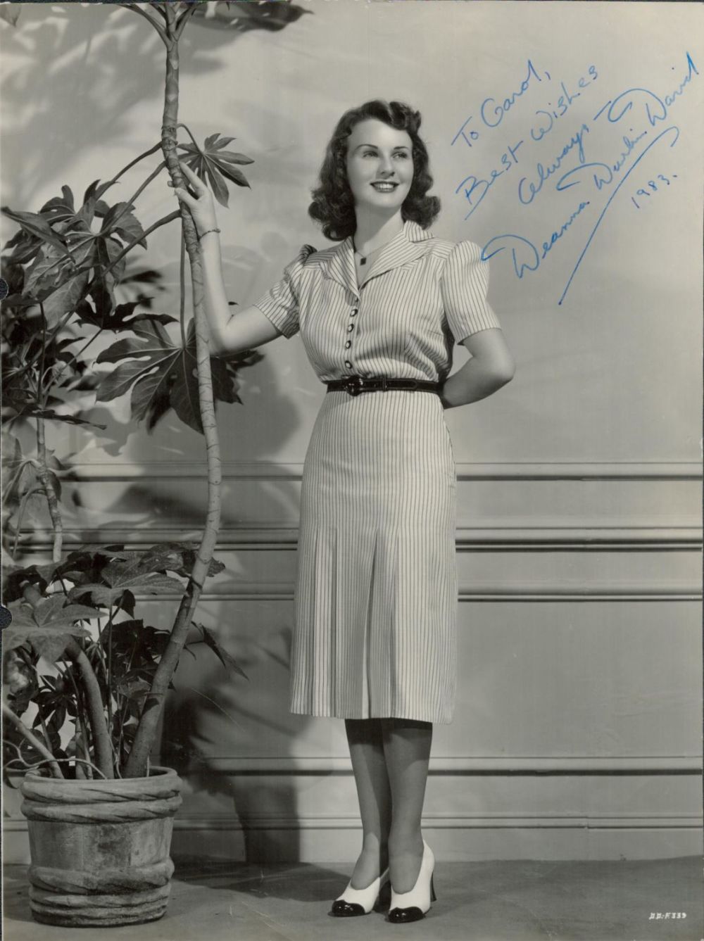 Lot 71: Deanna Durbin signed 10x8 black and white vintage...