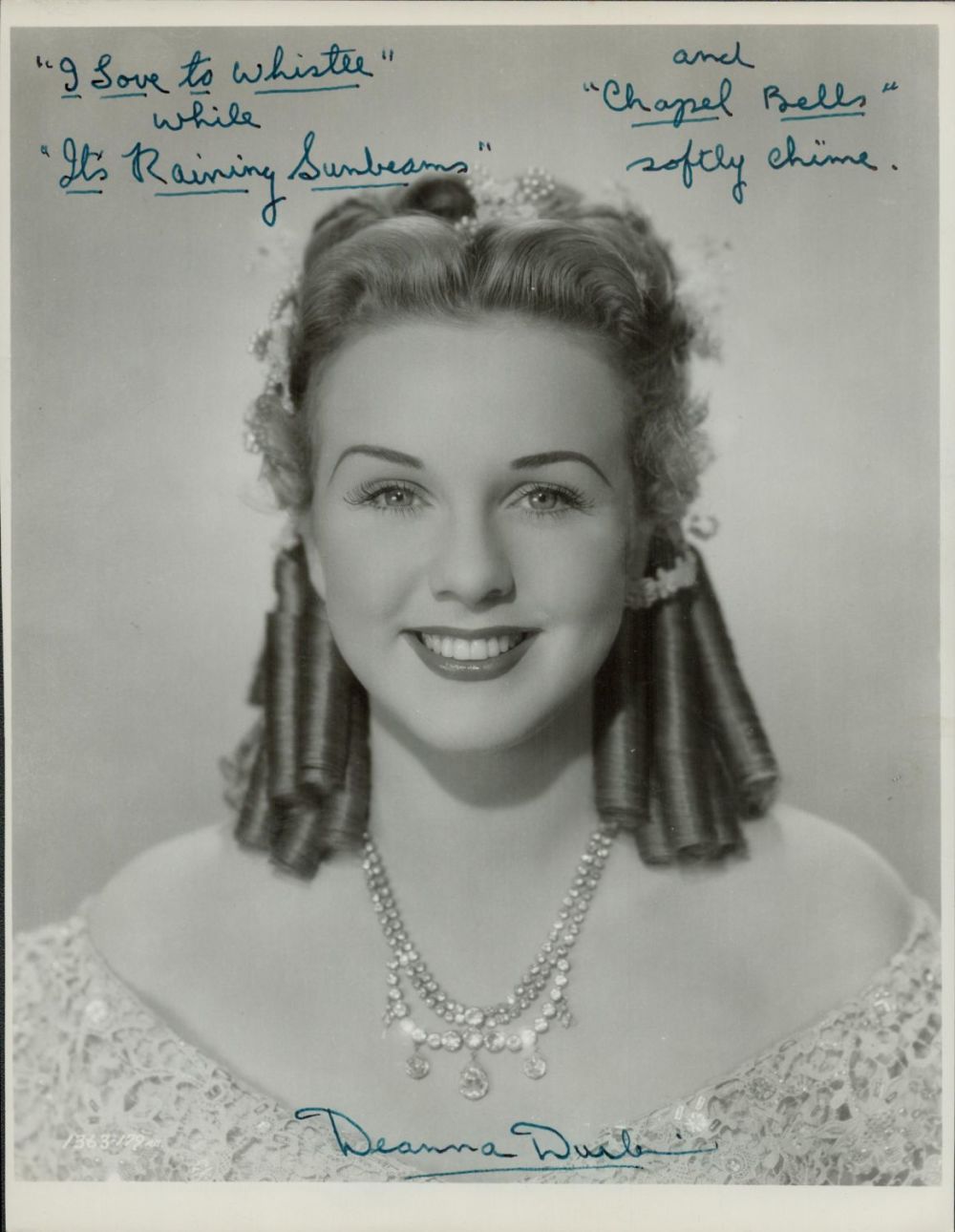 Lot 72: Deanna Durbin signed 10x8 black and white vintage...