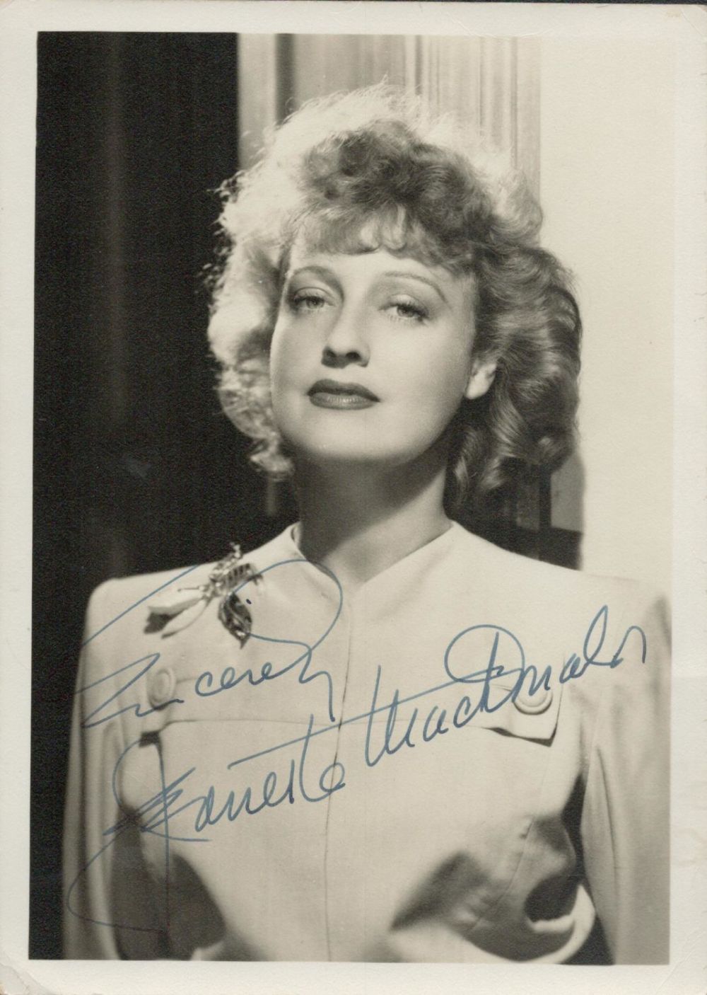 Lot 74: Jeanette Macdonald signed 7x5 vintage black and white...