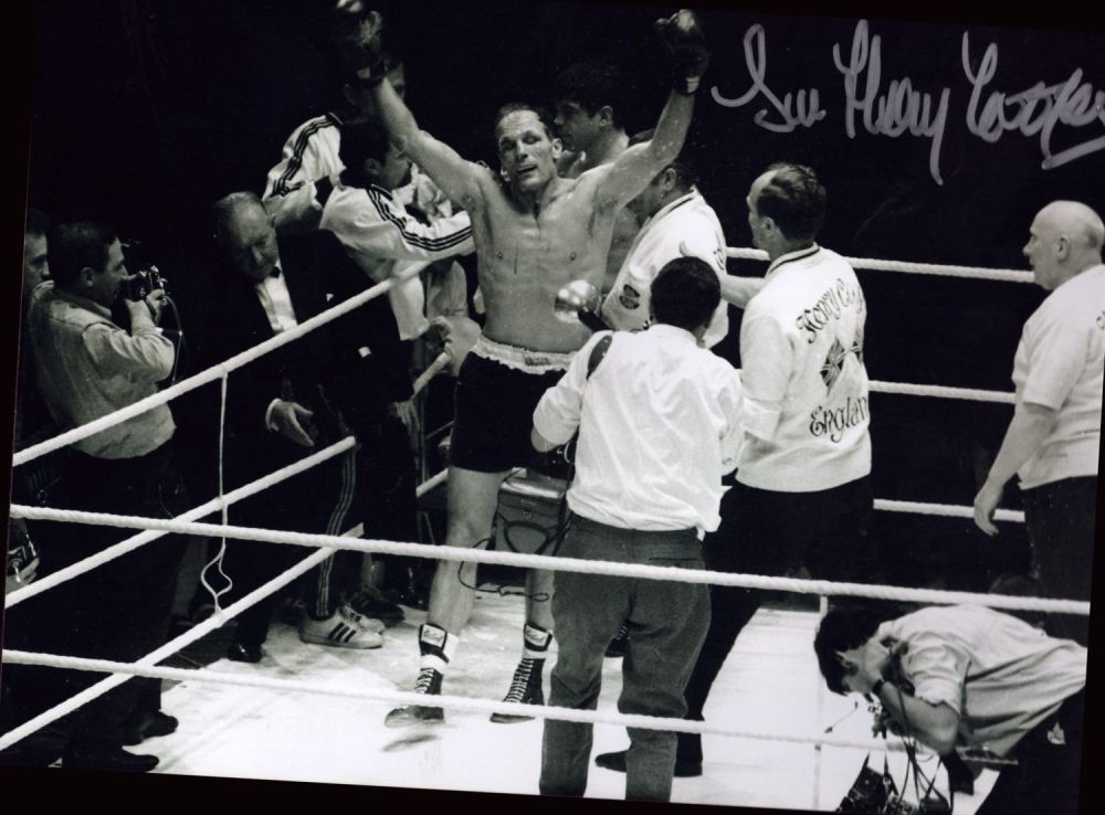 Lot 106: Sir Henry Cooper signed 10x8 black and white...