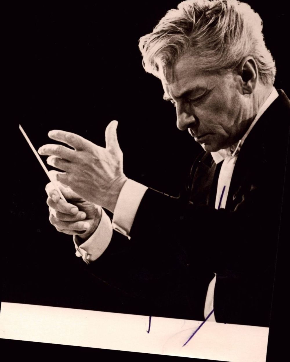 Lot 120: Herbert von Karajan signed 6x4 black and white...