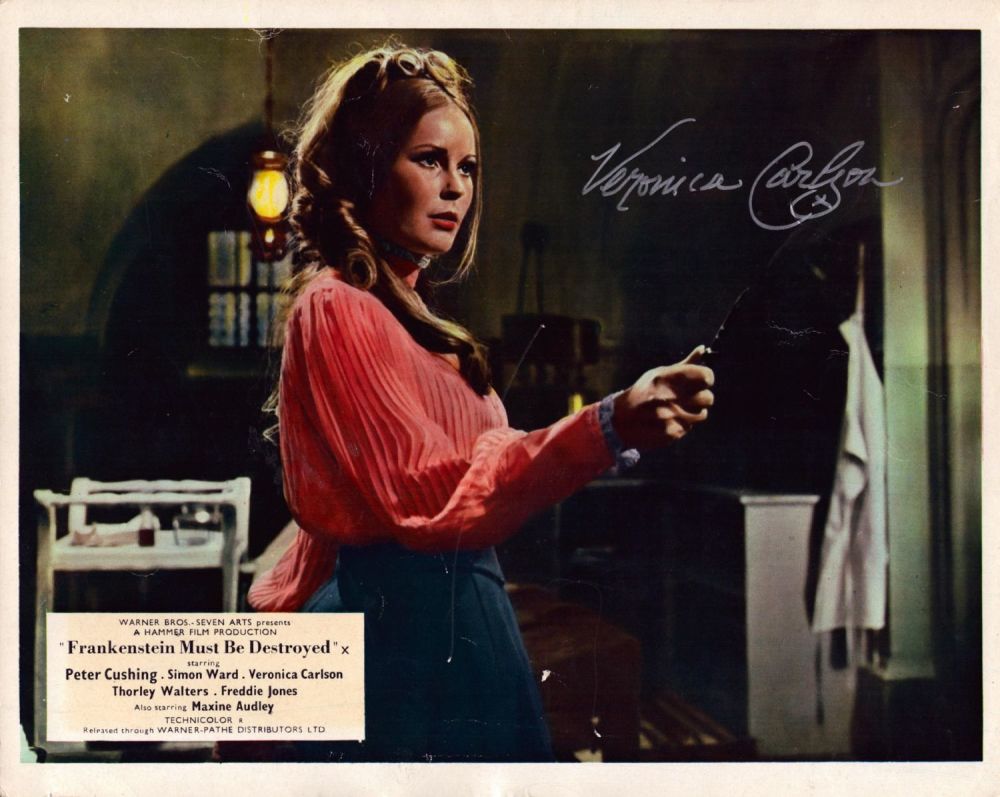 Lot 133: Veronica Carlson signed Frankenstein Must Be Destroyed 10x8...