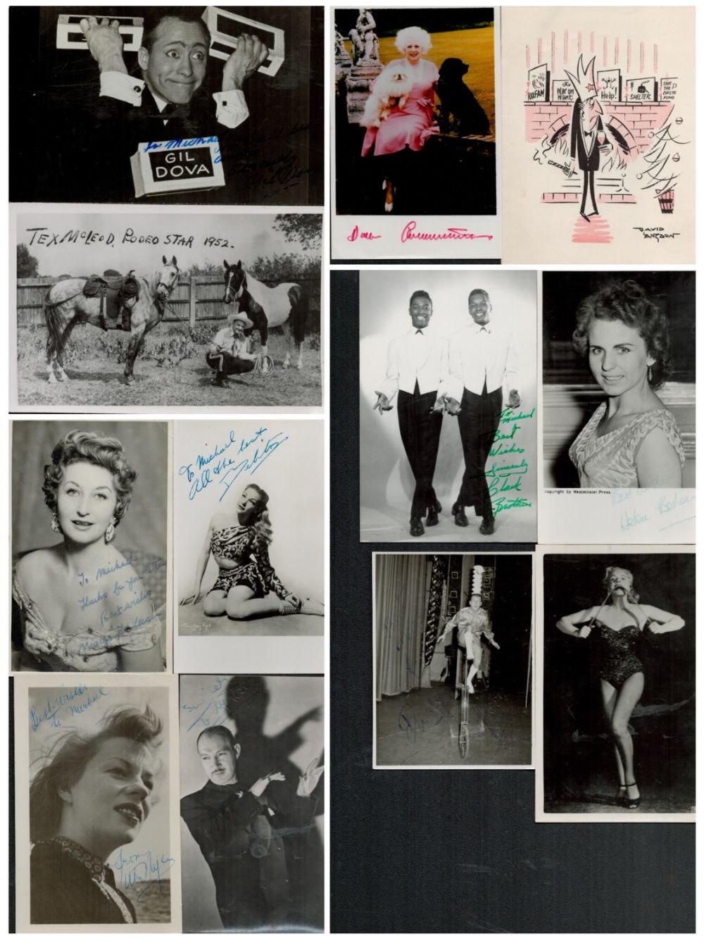 Lot 152: Oddments, a collection of 12 signed photos etc,...