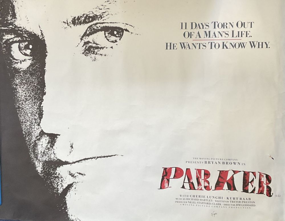 Lot 177: Parker 30X38IN movie poster. Small wear and tear...