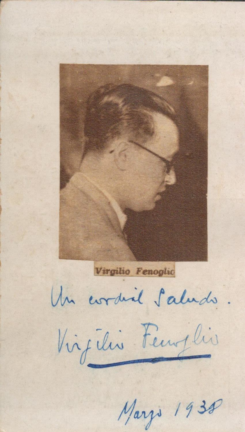 Lot 240: Virgilio Fenoglio signed old postcard with small black...