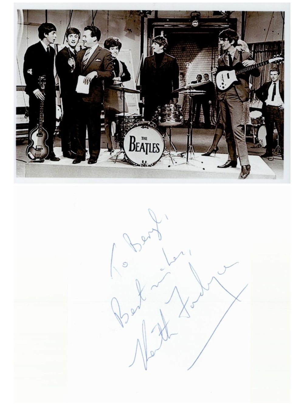 Lot 292: Keith Fordyce Signed Autograph page, Black and White...