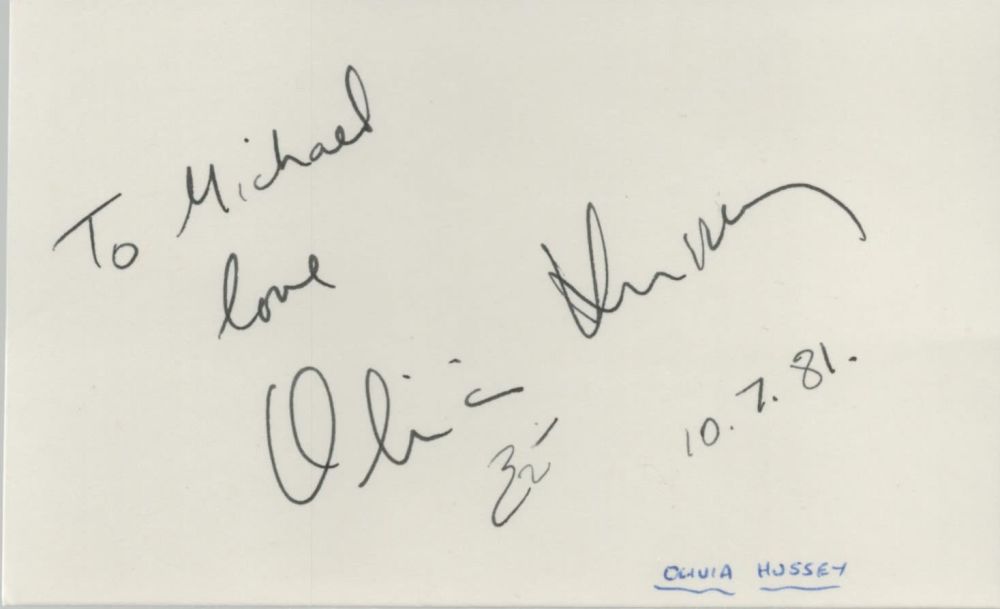 Lot 303: Olivia Hussey Signed Autograph card English Actress Approx....