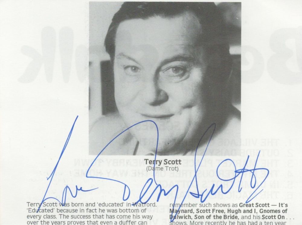 Lot 321: Terry Scott Signed programme page Black and White...