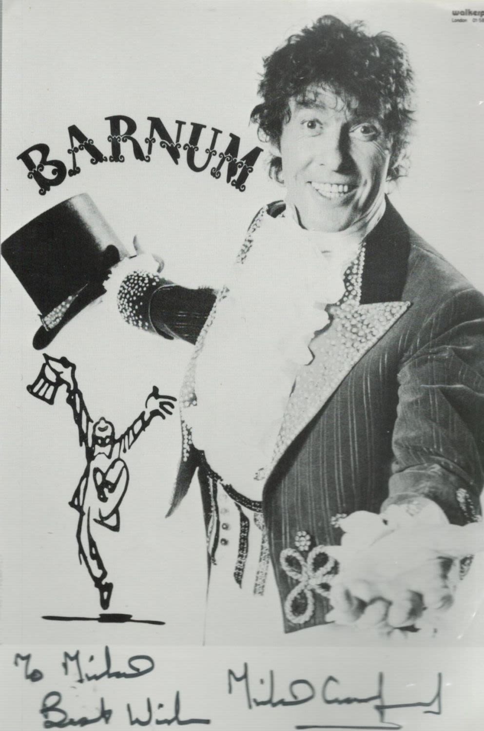 Lot 322: Michael Crawford Signed Barnum Promo Black and White...