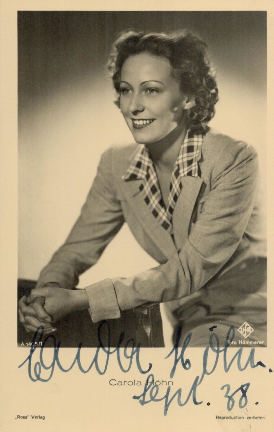 Lot 350: Carola Hohn Signed Black and White Postcard German...