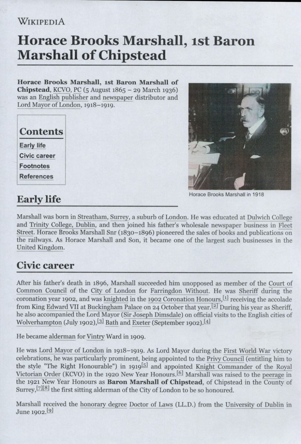Lot 410: Horace Brooks Marshall signed album page. Brooks Marshall,...
