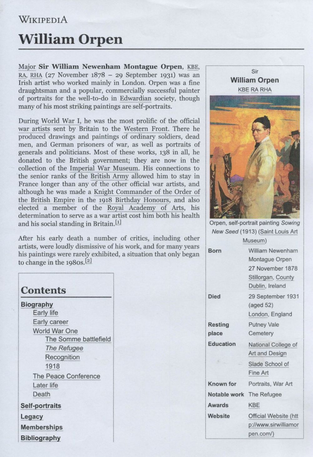 Lot 414: William Orpen signed multiple album pages and information...