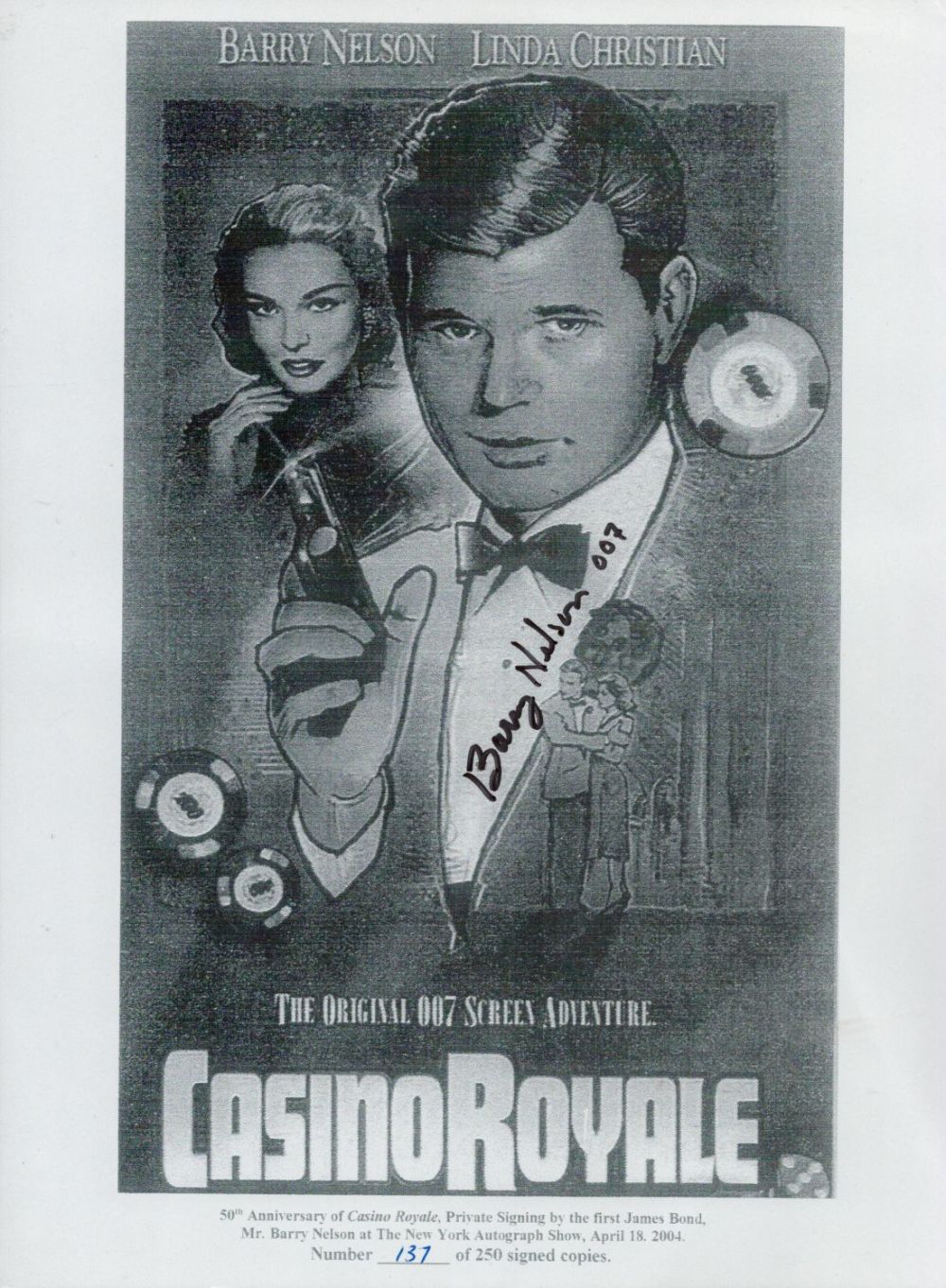 Lot 423: Barry Nelson signed 10x8IN James Bond Casino Royale...