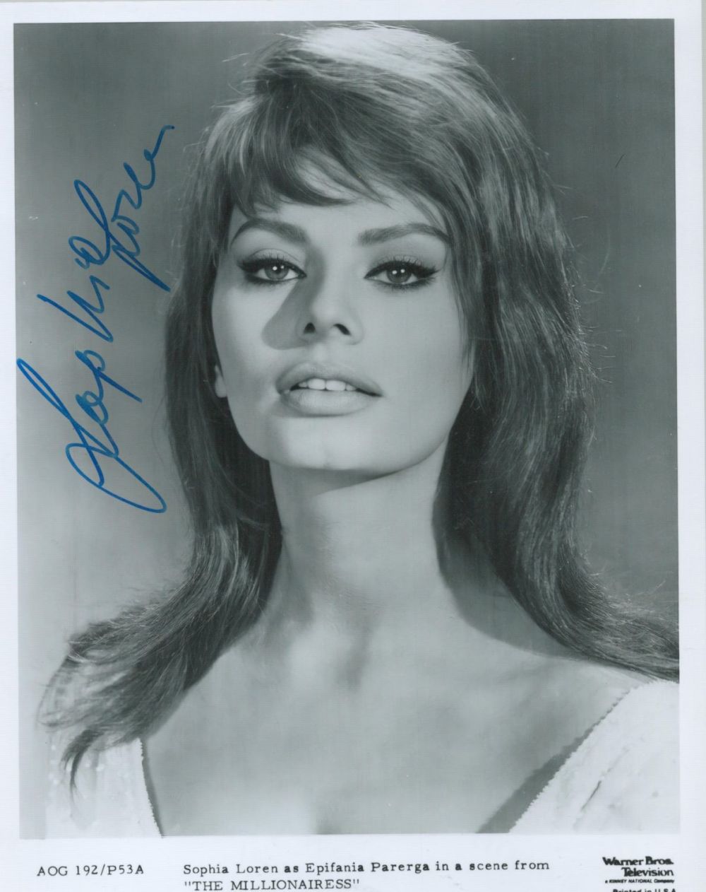 Lot 506: Sophia Loren Signed Black and White Photo Italian...