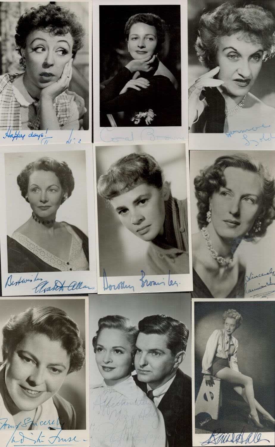 Lot 531: Actresses, a collection of 11 signed vintage photos,...