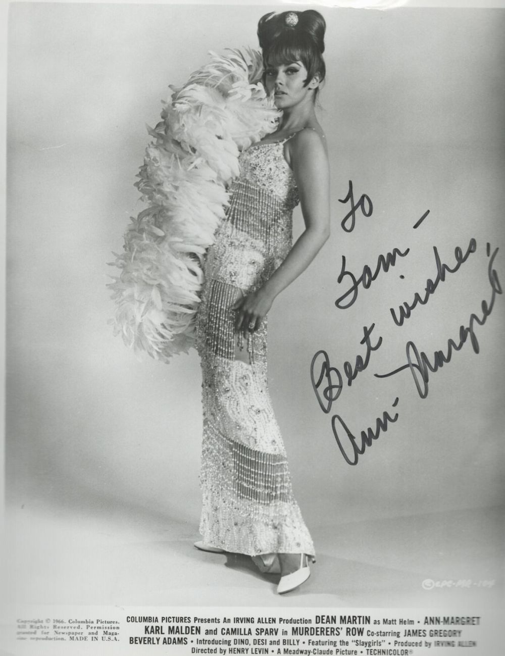 Lot 539: Ann-Margret, a signed and dedicated 10x8 photo from...