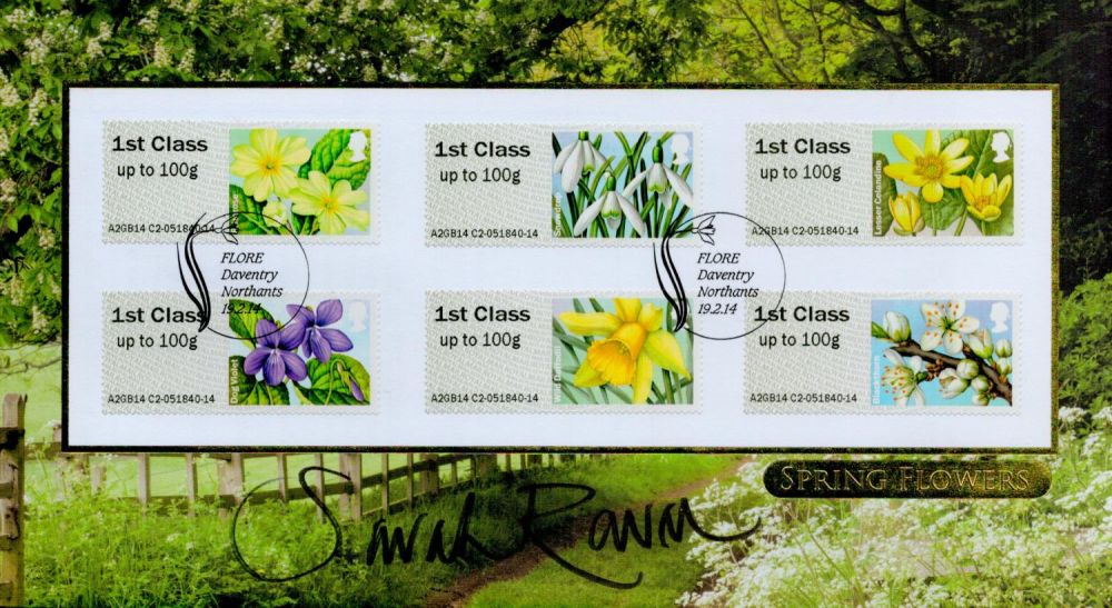 Lot 593: Sarah Raven signed FDC. Spring Flowers. Double postmarked...