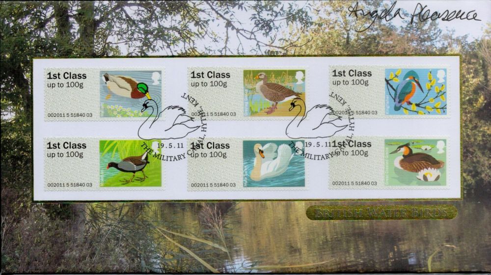 Lot 609: Angela Pleasence signed FDC. British Water Birds. Double...