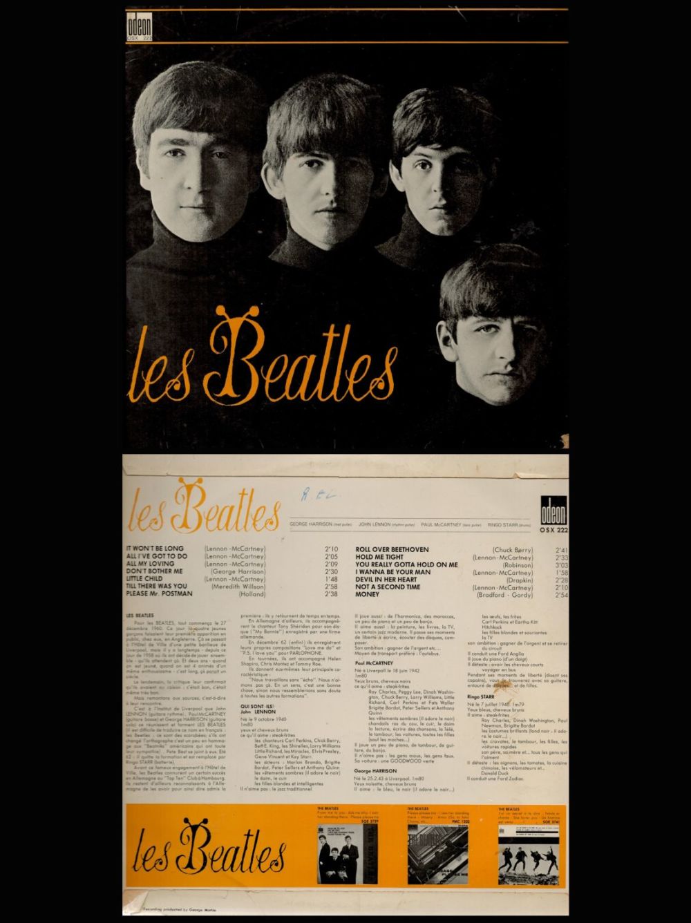 Lot 638: Les Beatles 33rpm vinyl record. Some damage to...