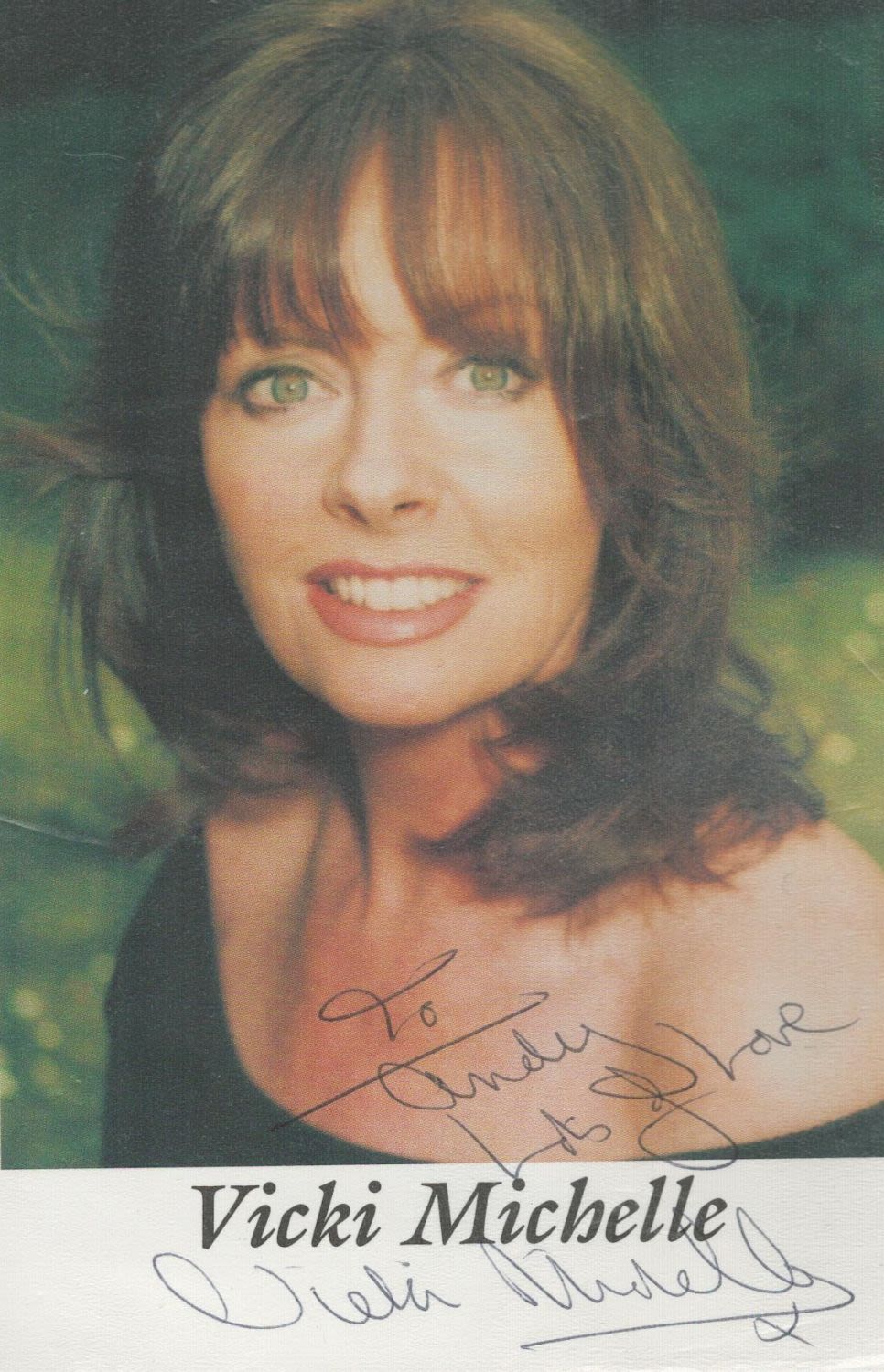 Lot 655: Vicki Michelle signed 6x4IN colour photo. Good condition....