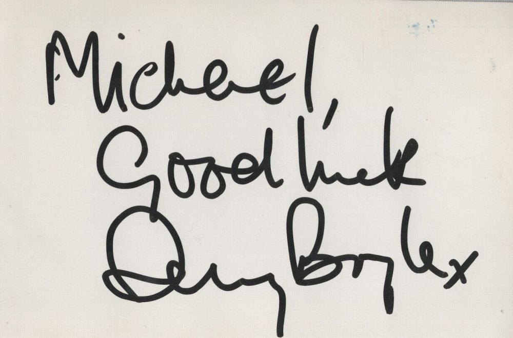Lot 658: Danny Boyle signed 7x5IN card. Good condition. All...