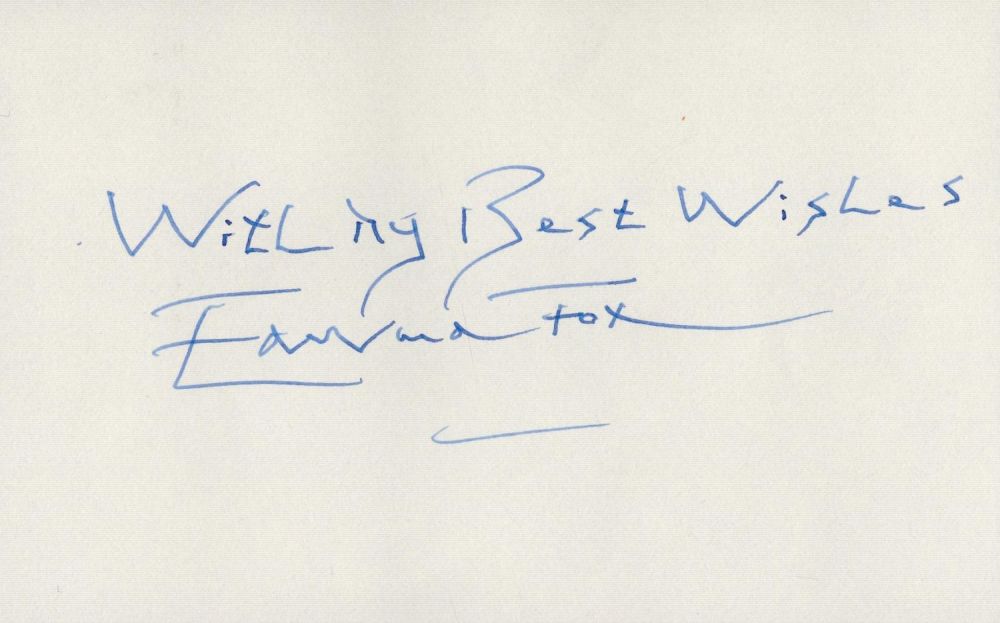 Lot 663: Edward Fox signed album page. Good condition. All...