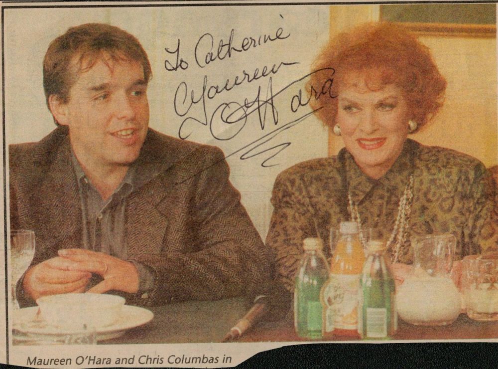 Lot 664: Maureen O'Hara signed newspaper cutting. Good condition. All...