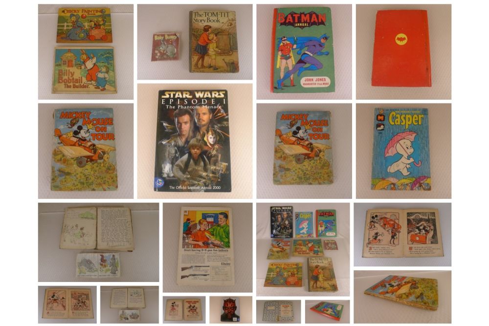 Lot 691: 8 x various vintage annuals, comics, children's books...