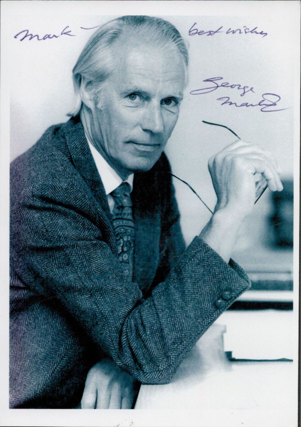 Lot 103: George Martin signed 7x5 black and white photo...